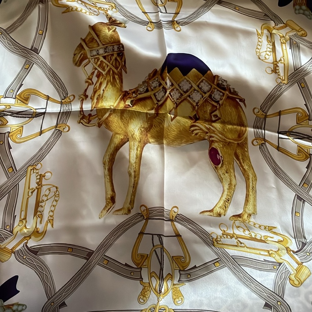 100%Silk Scarf with Camel Design